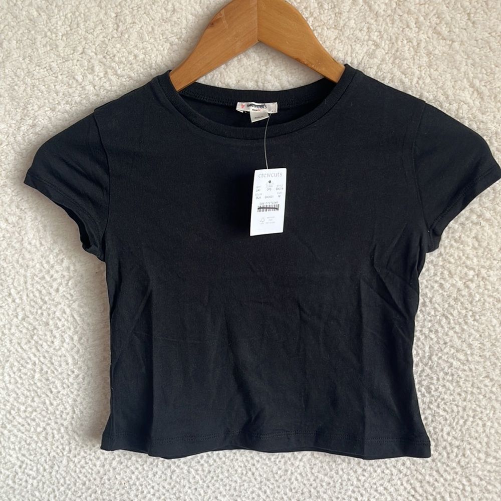 J‎ Crew Girls Shrunken T Shirt Size Medium Black